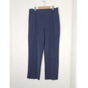 Stephanie Blue Pockets High Rise Straight Wide Leg Dress Pants Plus Size 20
